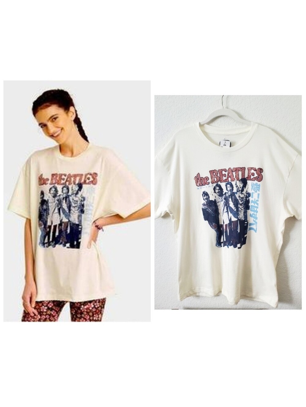 The Beatles Oversize Beatles Japanese Graphic Band Tee T-shirt S/M NWT Boho
